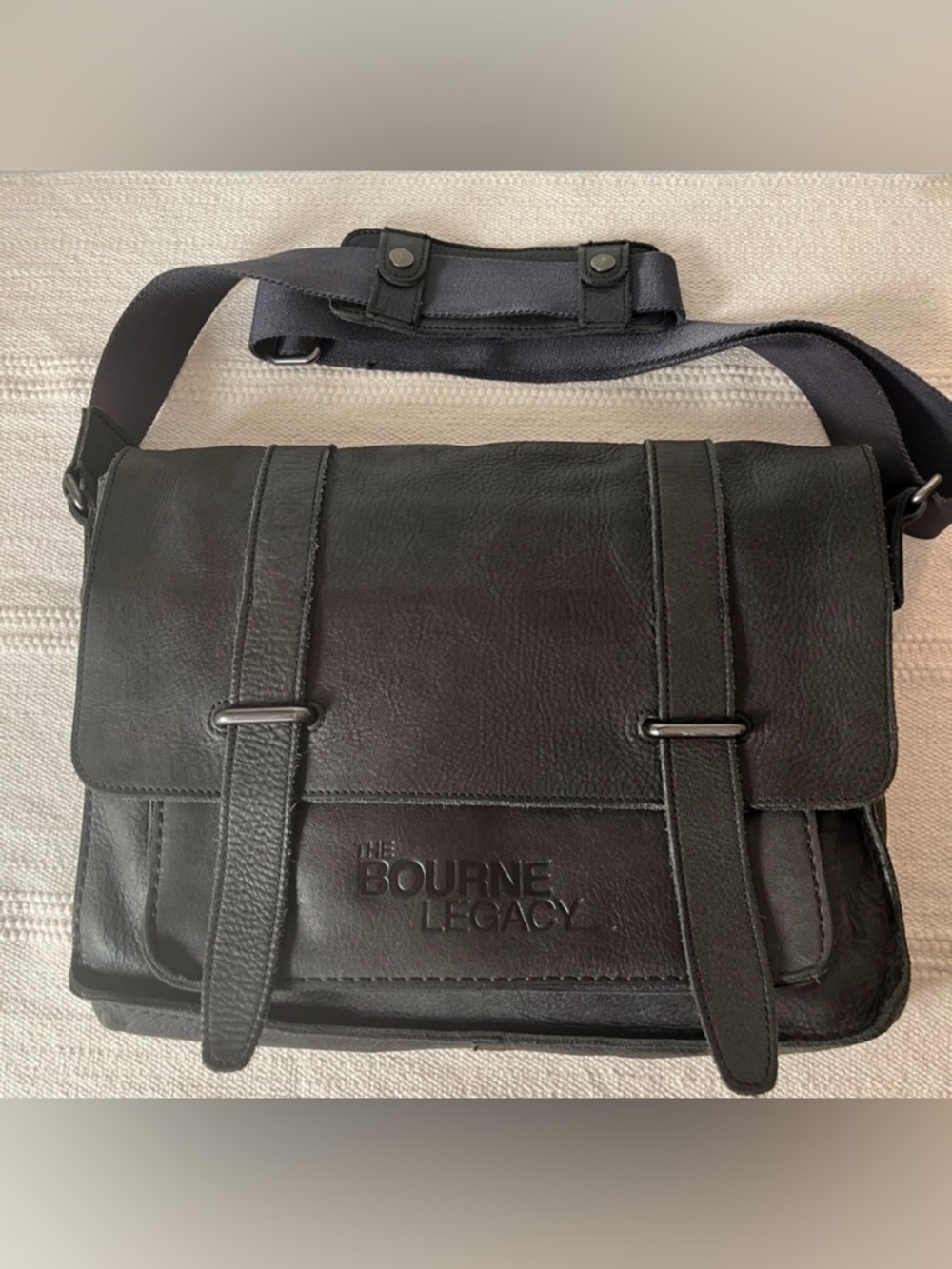 Roots Leather Messenger Bag Bourne Legacy Limited Edition Black Crossbody 14”